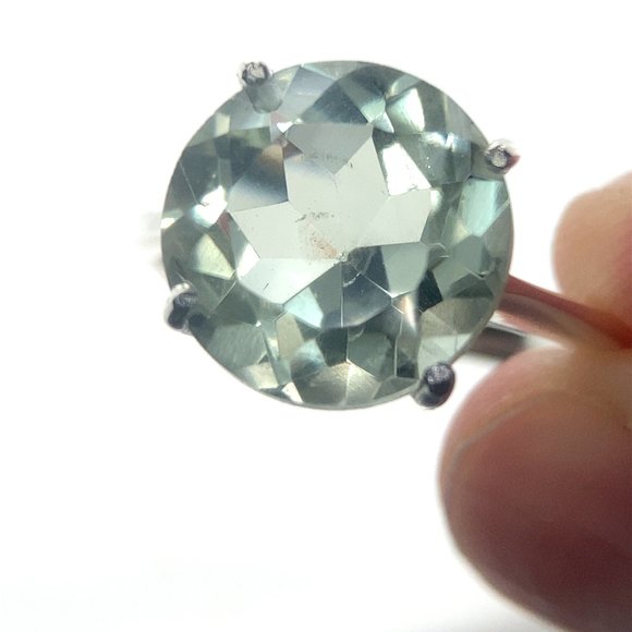Prasiolite 6.70ct Platinum Finish Solid 925 Sterling Silver Ring - Picture 1 of 6